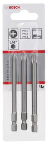 Bosch - 3 Parçalı Extra Hard Serisi Vidalama Ucu Seti PH1/2/3*89 mm