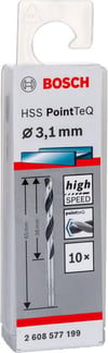 Bosch - HSS-PointeQ Metal Matkap Ucu 3,1 mm 10'lu