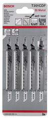 Bosch - Temiz Kesim Serisi Sert Ahşap İçin T 301 CDF Dekupaj Testeresi Bıçağı - 5'Li Paket