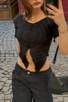Asymmetrical Short Sleeve Blouse