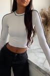 Basic White Reverse Stitch Long Sleeve Crop