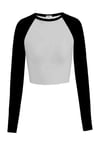 Basic Gri-Siyah Reglan Uzun Kollu Crop