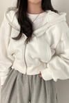 White 3 Yarn Crop Cardigan