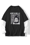 Beyaz Kol Eklemeli Anime Sweatshirt