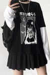 Beyaz Kol Eklemeli Anime Sweatshirt