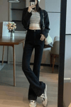 Black Denim İspanyol Paça Pantolon