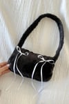 Black Thin Ribbon Peluş Çanta