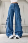 Cep Detaylı Mavi Baggy Jean