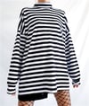 Çizgili Boğazlı Oversize Sweatshirt