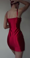 Corset Detail Red Saten Elbise