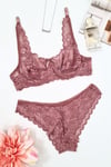 Dantelli Bralet Takım Pembe