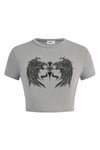 Grey Gothic Chest Wings Crop