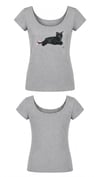 Grey Ribbon Black Cat Tam Boy Bluz