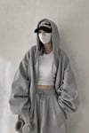 Gri 3 İplik Oversize Hırka
