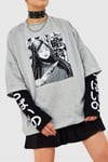 Gri Killer Girl Oversize Sweatshirt