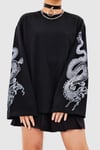 İspanyol Kol Ejderha Oversize Sweatshirt