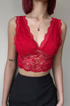 Kırmızı Dantelli Bralet Büstiyer