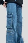 Blue Zipper Detail Cargo Pocket Trousers