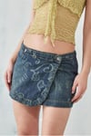 Printed Mini Denim Etek