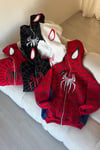 Red White Spider Oversize Hırka