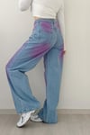 Retro Painted Pink Jean Pantolon