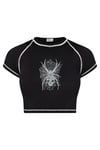 Ters Dikiş Spider Skull Crop