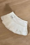 White Pileli Cat Baskılı Şort Etek