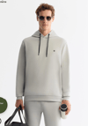 Gri Kapüşonlu Esnek Yumuşak Doku İnterlok Kumaş Basic Sweatshirt