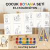 Şövaleli Çocuk Boyama Seti 6'lı Hayvanlar Serisi - Ulutaş Sanat