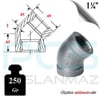 PASLANMAZ ÇELİK 304 KALİTE 45° DERECE DİŞLİ DİRSEK