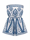 BLUE PORCELAIN STRAPLEZ ŞORT TULUM