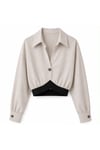 CROPPED COLLAR BLUZ BEJ