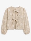 FLORAL JACQUARD BOW BLOUSE