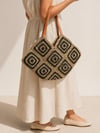 NOIR PATTERN MAXI HASIR OMUZ ÇANTASI