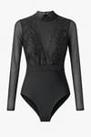 SİYAH BOĞAZLI TRANSPARAN DANTEL BODYSUIT