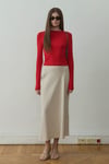 Bej Leda Beli Lastikli Midi Etek