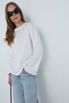 Beyaz Uzun Kollu Oversize Tişört