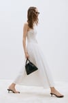 Ekru Lacy Dantelli Maxi Elbise