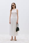 Ekru Lacy Dantelli Maxi Elbise