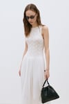 Ekru Lacy Dantelli Maxi Elbise