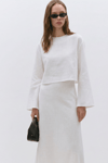 Mussel Crop Linen Blouse