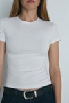 Ekru Skinny Fit Basic Tişört