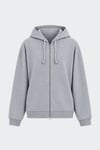 Gri Lena Fermuarlı Kapüşonlu Sweatshirt