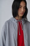 Gri Lena Fermuarlı Kapüşonlu Sweatshirt