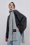 Grey Tasseled Knitwear Scarf