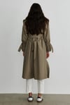 Haki Metal Tokalı Oversize Trençkot