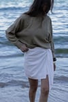 Ihlamur Yeşili Ole Oversize Keten Bluz