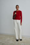 Red Braid Cotton Knit Sweater