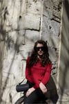 Red Braid Cotton Knit Sweater