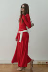 Kırmızı Kate Dökümlü Uzun Etek